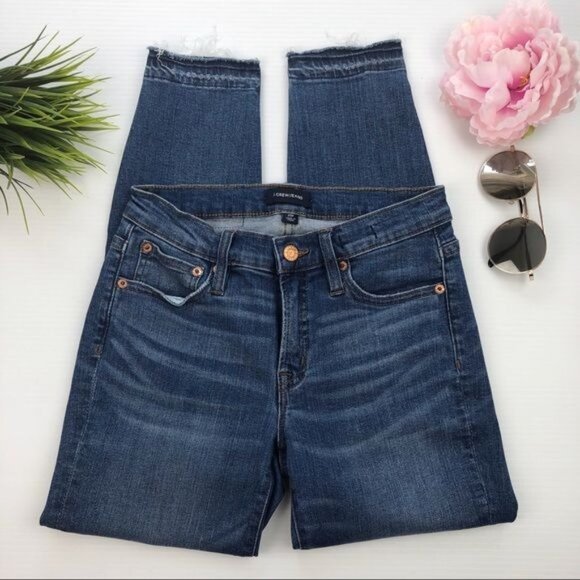 J.Crew Toothpick Skinny Fray Hem Blue Jeans size 25 - Picture 1 of 12